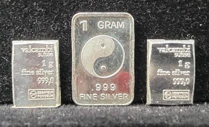 (3) One Gram Pure Silver Bars