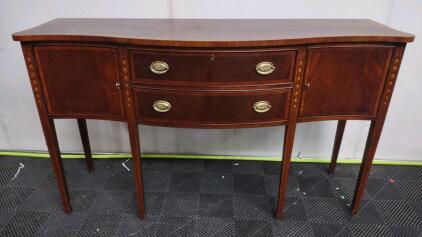 65&frac12;"x 21"x 38&frac12;" Ethan Allen Hepplewhite Inlaid Mahogany Serpentine Sideboard Credenza