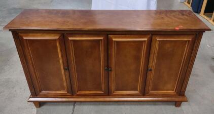 58"x 16"x 34" 4-Door Traditional Walnut Wineglass Storage Cabinet