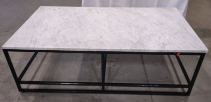 52&frac14;"x 29&frac14;"x 17" (White) Marble Coffee Table Ottoman Center Table
