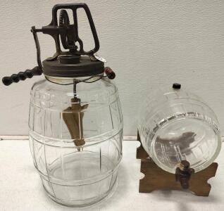vintage Dazey glass butter churn, glass barrel beverage dispenser