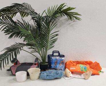 (1) Artifical Decorative Fern (2) Children's Armband Floaties (2) Puddle Jumper Floaties And More