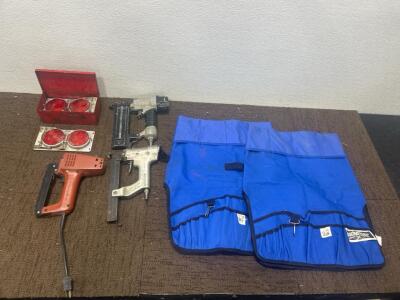 (3) Nail guns (1) Box of reflective panels and more