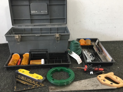 Toolbox With Wrenches, A Saw, And More