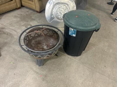 (1) 32 Gallon Trash bin (1) Fire pit