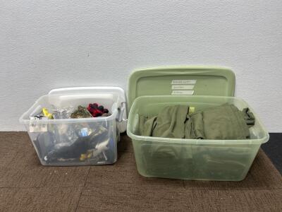 (1) Tote of Gloves (1) Tote of Helkat shirts and more