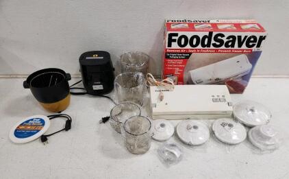 (1) Food Saver Ultra Vacuum Packaging Set (1) Fry Baby (1) Perfect Cooker Electric Rice Cooker
