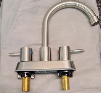 (1) 2 Handle Bathroom Faucet W/ Pop Up Drain, Brushed Nickel Finish