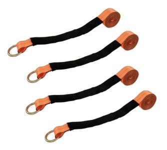 (1) 4-Strap Car Rim Tie Down Set 2 Inch x 144 Inch 3,300 Pound Safe Working Load Orange