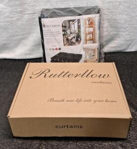 (1) Pair Of Rutterllow Blackout Shades, Dark Grey, 8' x 7.5' & (1) Zefckron 12-Piece Organizer Basket Set