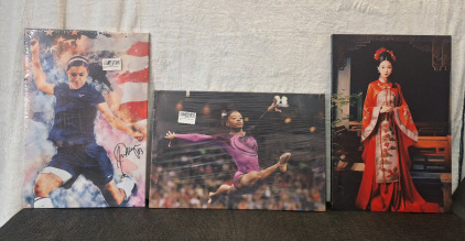 (3) Single Panel Canvas Wall Art Prints, (2) Sports Themed, (1) Alex Morgan 24"T x 16"W, (1) Simone Biles, 16"T x 24"W & (1) Retro Chinese Princess Print, 24"T x 16"W