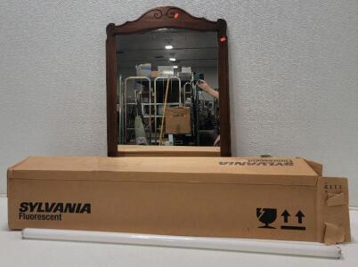 (14) SYLVANIA T12 BiPin Florescent Bulbs F34CW/SS/ECO(F40CW/SS/ECO) 24596 (1) Antique Mirror