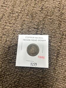 (1) 1859 Copper Nickel Indian head Penny.