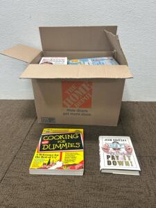 (1) Box of books including Cooking for dummies, Pay it down, and more