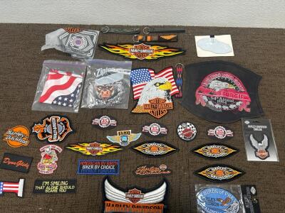 (25) Motorcycle Patches (3) Keychains (2) Stickers and more
