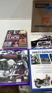 Assorted Box Full of Books Motorcycles and Music