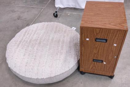 (1) 42"x 42" Big Dog Bed & (1) 15"x 18"x 29" Rolling 2-Drawer Metal Filing Cabinet