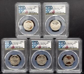 2011-S PR69DCAM America the Beautiful Quarters Set, PCGS Graded, 5 Coins