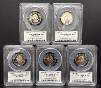 2007-S PCGS PR69DCAM State Quarters Set: Utah, Montana, Idaho, Wyoming, WA