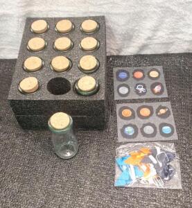(1) Box Of (12) 3.4-Oz Glass Bottles W/ Cork Lids & (1) Box Of Assorted Amazon Overstock