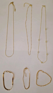 (6) Pieces Of Assorted Cosmetic Jewelry - (3) Necklaces, (3) Bracelets & (1) Box Of Assorted Amazon Overstock
