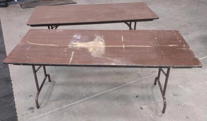 (2) Matching 6'x 2&frac12;'x 2'5&frac12;" Foldable Tables