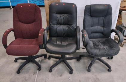 (3) Assorted Sized Rolling Swivel Office Chairs