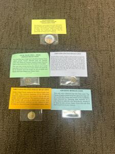 (1) Ancient Roman Coin (1) 24kt Gold Plated Indian Head Coin And more