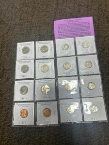 (8) Brilliant uncirculated Roosevelt Dimes. (6) Brilliant uncirculated Jefferson Nikels and more