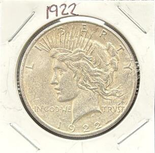 1922 United States Peace Dollar Coin, Silver, Anthony de Francisci Design