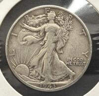1942 & 1943 Walking Liberty Half Dollars, 90% Silver, 1.205 in Diameter - 6