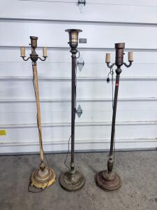 (3) Antique Lamp Stands