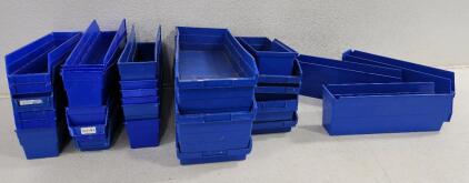 (31) Blue Plastic Shelf Storage Bins