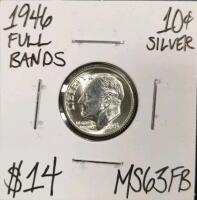 1946 MS63FB Full Bands Silver Mint State Dime