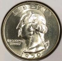 1950-D MS65 Gem Silver Washington Quarter - 3