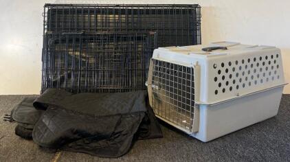 (3) Pet Kennels & Kennel Cover