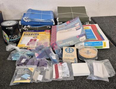 Desk Supplies! 197 Hanging Folders, Folder Tabs, (61)Letter Folders, 100 PAQ DVD+R Disk, 22 CD Disk, And More!