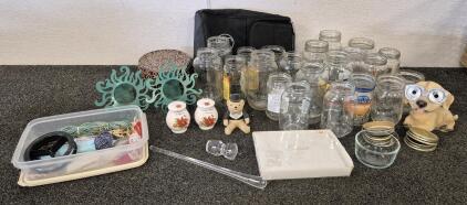 21 Glass Jars, Candle Holders, Lunch Bag, Guest Book, Glass Cork, Craft Decor, Round Tin And More!
