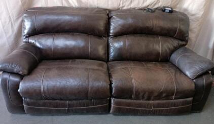 Brown Leather Electric Couch 88" X 39" X 39"