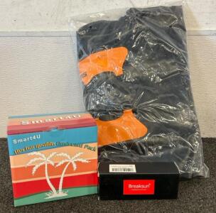 (1) Fans 30 L Water Resistant Backpack, (1) Rechargeable Desicant Pack, And (1) Breaksun Sunglasses