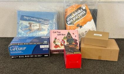 (1) Extra Durable Back Seat Cover, (1) Dog Cooling Mat, (1) Reptile Dimming Thermostat, And More