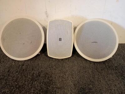 (2) Yamaha NS-IW360C Natural Sound 2 Way Ceiling Speakers, (1) Yamaha NS-AW190 All Weather Outdoor Speaker