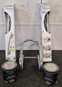 2 Cabinetry & Furniture Paint(White), 2 Bathroom Grab Bars(New), Pingel WC350 Removable Wheel Chock