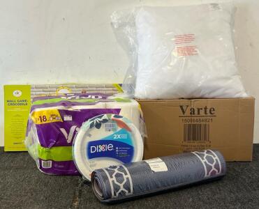 Viva Paper Towels, 100 Pcs 16 Oz Coffee Cups, Paper Plates, Memory Foam Floormat, Wall Fidget Toy & Throw Pillow Insert
