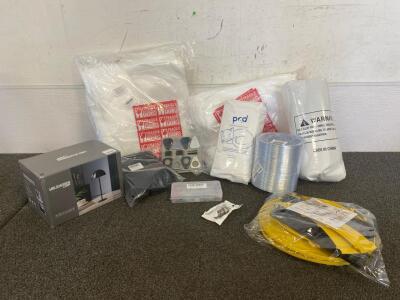 (2) Mousetrap Bucket Kits, SteelSoft Extra Thick Dust Hose, LED Charging Lamp, Cervical Pillow, Truck Bed Net And Hooks, Foam Wrap, And More