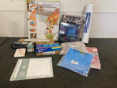Multipurpose Cutting Board, Can Opener, Neon Sign, LED Lights, Scarf Hat And Gloves Set, Mens Camo Shorts, And More