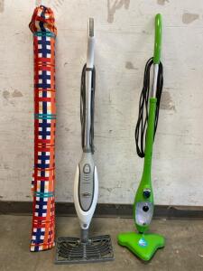 Professional Shark Steam Mop (Works), H30 Mop X5 Steam Cleaner (Works), And Large Umbrella For Table