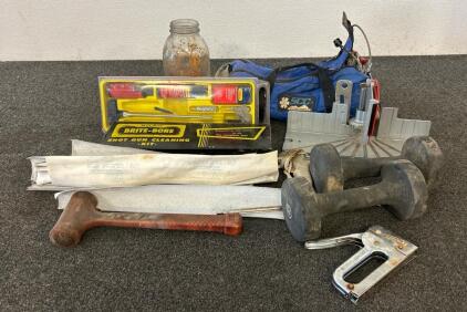 (1) Pistol Cleaning Kit, (1) Shot Gun Cleaning Kit, (2) Weights, And More