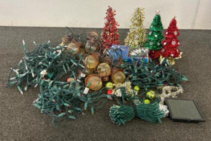 (4) Sets Of Christmas Lights, (4) Mini Christmas Home Decor Trees, And More