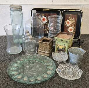 2 Vases, Glass Jug, 2 Wax Warmers(Works), Egg Tray, 3 Piece Tray, Home Decor